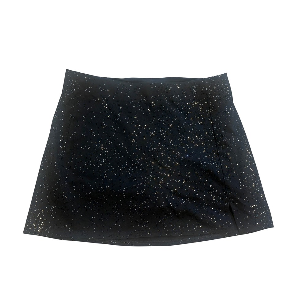 American Eagle Skort Womens Small Black Silver NWT Glitter Sparkle Mini Slit